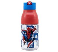 Botella de agua infantil doble apertura con pajita de 420 ml de Spider-man