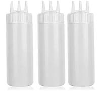Botella exprimidora de salsa tomate 650ml, botellas plástico for condimentos, dispensador 3 orificios for pintura salsas barbacoa y aceite, uds(3pcs 650ml White)