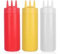 Botella exprimidora de salsa tomate 650ml, botellas plástico for condimentos, dispensador 3 orificios for pintura salsas barbacoa y aceite, uds(3pcs 650ml)