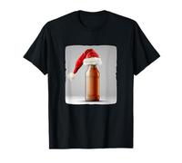 Botella Festiva Vestida con un Sombrero de Papá Noel para divertirse en Las Fiestas Camiseta