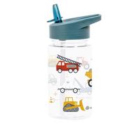 A LITTLE LOVELY COMPANY Cantimplora infantil de 450 ml, botella con pajita, práctico caño, diseño de vehículos