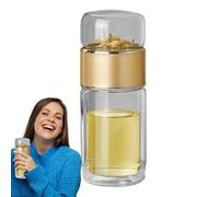 Botella infusora de té de doble capa, botella portátil de separación de té y agua, recipiente aislado de flores de hojas sueltas, vasos reutilizables | Accesorio de preparación diaria para viajes en