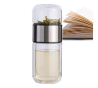 Botella infusora de té de doble capa, botella portátil de separación de té y agua, recipiente aislado de flores de hojas sueltas, vasos reutilizables | Accesorio de preparación diaria para viajes en