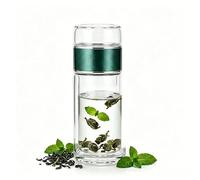 Botella infusora de té inteligente 3 en 1, botella de té de vidrio con separación de hojas sueltas y filtro de acero inoxidable (verde, 420 ml)
