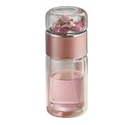 Botella infusora de té, taza de té con aislamiento de doble capa, botella de agua de vidrio con infusor para flores sueltas para viajes en casa
