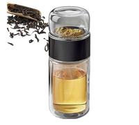 Botella infusora de té | Taza infusora de té de 280/350/420 ml | 2025 Nueva botella de té frío de vidrio de doble capa | Taza de viaje con Infusor de té de hojas sueltas, portátil, a prueba de fugas