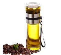 Botella infusora de vidrio - Taza portátil resistente al calor, diseño de viaje a prueba de fugas, colador de acero inoxidable de doble pared Cuerpo de borosilicato transparente | Elaboración de cerve