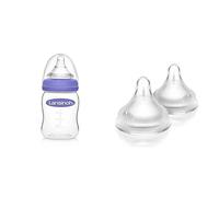 Botella Lansinoh bebé con el pezón Slow Flow peristáltica 160 ml Transparente & Tetina simuladora del pezón materno NaturalWave de para Biberón de Lactancia. Flujo Medio, 2 uds