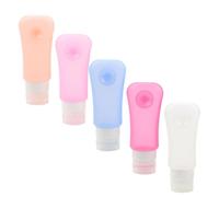 Botella Pack 89ml Maquillaje Ventosa con Silicona de 5 Unidades | Recipientes Reutilizables, Fáciles de Limpiar, Formato Viaje, Uso Amplio, Diseño Ligero Color Aleatorio