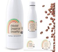 Botella para Profesores | Regalo Original | Botella de agua acero inoxidable térmica personalizada | Libre de BPA y reutilizable | Regalo Fin de Curso (Educar, inspirar, enseñar, 750 ML)