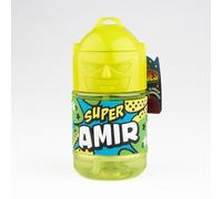 Botella personalizada para niños, botella de agua con pajita - Super Amir