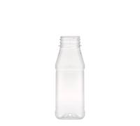 Botella PET de 250 ml 'Milk and Juice Carré', cuadrada, plástico, boca: 38 mm