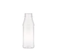Botella PET de 330 ml 'Milk and Juice Carré', cuadrada, plástico, boca: 38 mm
