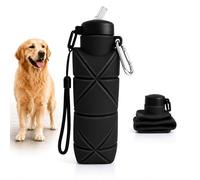 Botella Pipi Perros de 500ml, Sin Pérdidas y Plegable, Incluye Cuerda y Mosquetón para Llevar Colgada, Silicona Libre de BPA, Botella Limpia Pipi Perro, Botella Pipi Perros Calle (Negro 500ml)