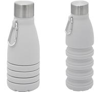 Botella plegable de 550 ml con mosquetón, polipropileno sin BPA, tapa de acero inoxidable, tapón de rosca a prueba de fugas y anillo de sellado de silicona, botella deportiva, para exteriores
