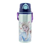 Botella de agua infantil de aluminio de 730 ml con correa, asa, tapón y pajita de Frozen