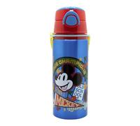 Botella de agua infantil de aluminio de 730 ml con correa, asa, tapón y pajita de Mickey