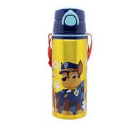 Botella de agua infantil de aluminio de 730 ml con correa, asa, tapón y pajita de La Patrulla Canina