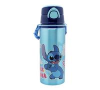Botella de agua infantil de aluminio de 730 ml con correa, asa, tapón y pajita de Stitch