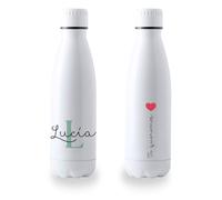 Botella Profesora Personalizada 700ml Acero Inoxidable. Bidón con Diseño Original Divertido para Fin de Curso. Regalo Profesor Maestra Seño Tutor con Nombre y Alumnos. (Inicial, nombre y frase)