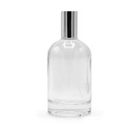 Botella redonda y gruesa de 100 ml, spray plateado y tapa