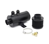 Botella Refrigerante Tanque Universal de Aceite con Filtro de ventilación, Aluminio, 10 AN, Redondo, 0,75 l, Soporte Separador con deflectores cepillados Motor Botella Desbordamiento(Black)