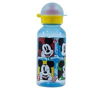 Botella de agua reutilizable infantil de plástico con tapa y capacidad de 370 ml de Mickey Mouse