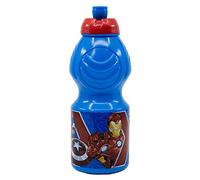 Botella de agua de plástico infantil con cierre anti goteo de 400 ml de Los Vengadores - Marvel