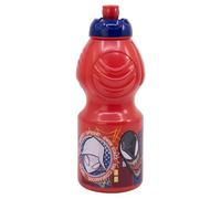 Botella de agua de plástico infantil con cierre anti goteo de 400 ml de Spiderman