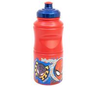 Botella de agua de plástico infantil con cierre anti goteo de 380 ml de Spiderman