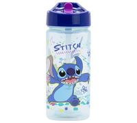 Botella de agua reutilizable cuadrada con pajita incorporada de 510 ml de Stitch