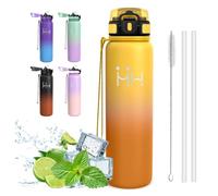 Botella Termica 1 litro, Botella Agua Acero Inoxidable, sin BPA, Botellas Agua Gimnasio, a Prueba de Fugas, Doble Aislamient, con Cepillo para Pajita, Cantimplora para la Yoga, Deportes, Triatlón
