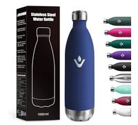 Botella Termica 1L, Reutilizable, Botella Agua Termica a Prueba de Fugas, Termo Agua Acero Inoxidable sin BPA, Botella Doble Pared para Oficina, Escuela, Gimnasio, Senderismo, Adultos, Aire Libre