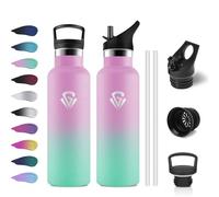 Botella Termica 500ml, Botella Agua Acero Inoxidable Niños Cantimplora Termo con Pajita, Reutilizable, sin BPA, Fácil de llevar, Cantimplora Termica para Niños, Escuela, Adultos, Camping, Gimnasio
