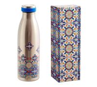 Botella Térmica 500ml, Doble Capa de Acero Inoxidable y Silicona, Cero Plásticos (Arabesque)