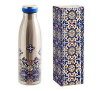 Botella Térmica 500ml, Doble Capa de Acero Inoxidable y Silicona, Cero Plásticos (Arabesque)