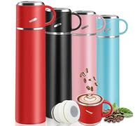 Botella Termica 550ml, Botella Agua Rojo al Vacío de Doble Pared a Prueba de Fuga, Botella Agua Acero Inoxidable Sin BPA con Asa, Ideal para Fitness, Viajes, Oficina, Colegio, Ciclismo