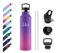 Botella Termica 750ml, Botella Agua Acero Inoxidable con Pajita y Filtro, Reutilizable, Fácil de Limpiar, Termo a Prueba de Fugas, sin BPA, Cantimplora para Deporte, Oficina, Gimnasio, Ciclismo