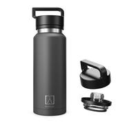 NUMADA - Botella Agua Acero Inoxidable 1200ml | Bebidas Frías 24H y Calientes 12H | Botella Agua Gimnasio Antigoteo con 6 Capas, Libre BPA | Cantimplora Termica Cerámica con Boquilla, Negro