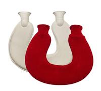 Botella térmica con forma de U para calentar el cuello, bolsa de agua caliente de 1 l para dolores menstruales, bolsa térmica reutilizable para aliviar el dolor(Red)