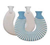Botella térmica con forma de U para calentar el cuello, bolsa de agua caliente de 1 l para dolores menstruales, bolsa térmica reutilizable para aliviar el dolor(Stripes Blue)