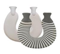 Botella térmica con forma de U para calentar el cuello, bolsa de agua caliente de 1 l para dolores menstruales, bolsa térmica reutilizable para aliviar el dolor(Stripes Gray)