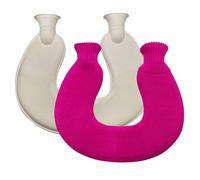 Botella térmica con forma de U para calentar el cuello, bolsa de agua caliente de 1 l para dolores menstruales, bolsa térmica reutilizable para aliviar el dolor(Dark Pink)