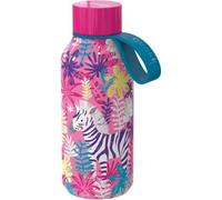 Botella térmica infantil Quokka Solid Kids Zebras de acero inoxidable 330 ml con colgador de silicona - 12 h caliente, 10 h fría, antigoteo, idea de regalo para niños