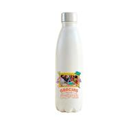 Botella térmica personalizada con foto para Profesores, con texto "Gracias por tus enseñanzas", de acero Inoxidable color blanco, tapa de rosca.