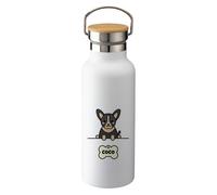 Botella Térmica Personalizada Mascota Perro Gato Personalizada Nombre Botellas de Agua Acero Inoxidable Tampón Ancho Bambú Doble Capa 500 ml Bebidas Frias y Calientes