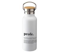 Botella térmica regalo profesor con tapón de madera y nombre