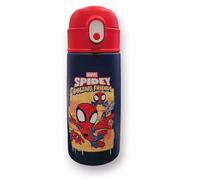 Botella térmica SPIDER-MAN, azul rojo - Botella para niños con pajita 460 ml - Botella para guardería Spiderman - Escuela primaria - Acero inoxidable, mantenimiento de temperatura hasta 24 h
