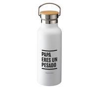 Botella Termica Tapon de Madera Regalo Frases Humor Sarcasmo (Papa eres un pesado)