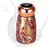 Botella térmica - Taza de café retro de acero inoxidable de 13 cm | Botella aislada con pantalla de temperatura y revestimiento de cerámica, pequeña 1 pieza para niños, escuela, oficina, viajes